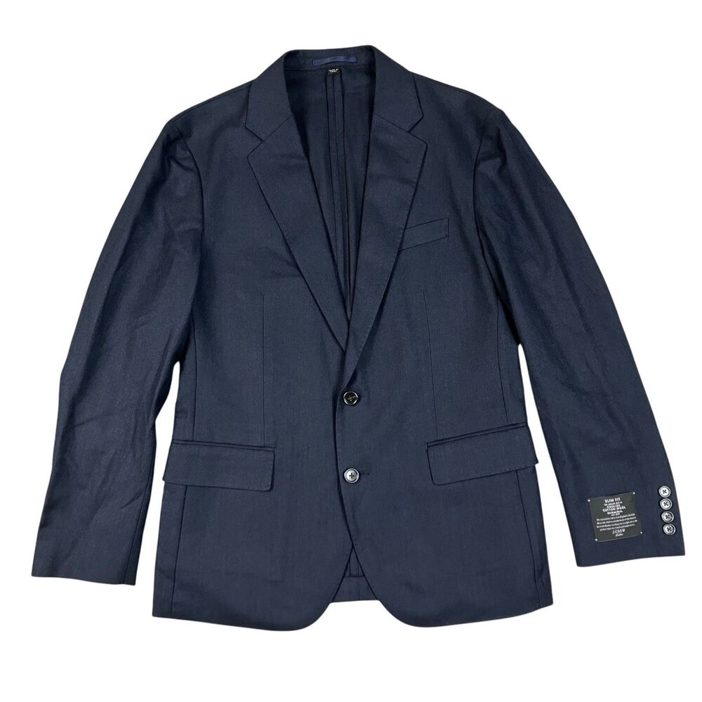 J Crew Ludlow Suit Jacket Mens 38S Navy English Cotton Wool Slim Blazer BH230